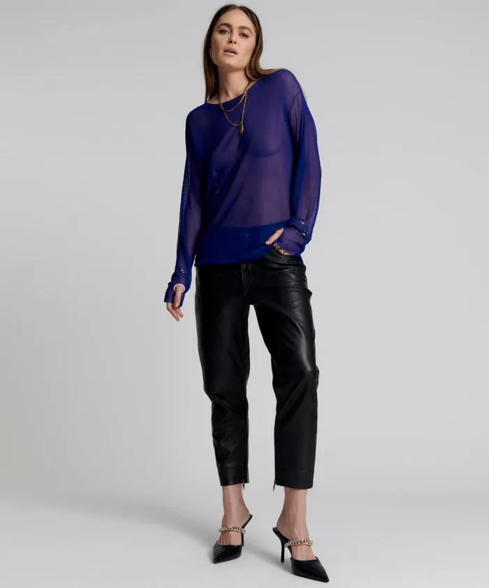 One Teaspoon Bottoms BROOKLYN CROPPED LEATHER BOYFRIEND PANT 8211 Women