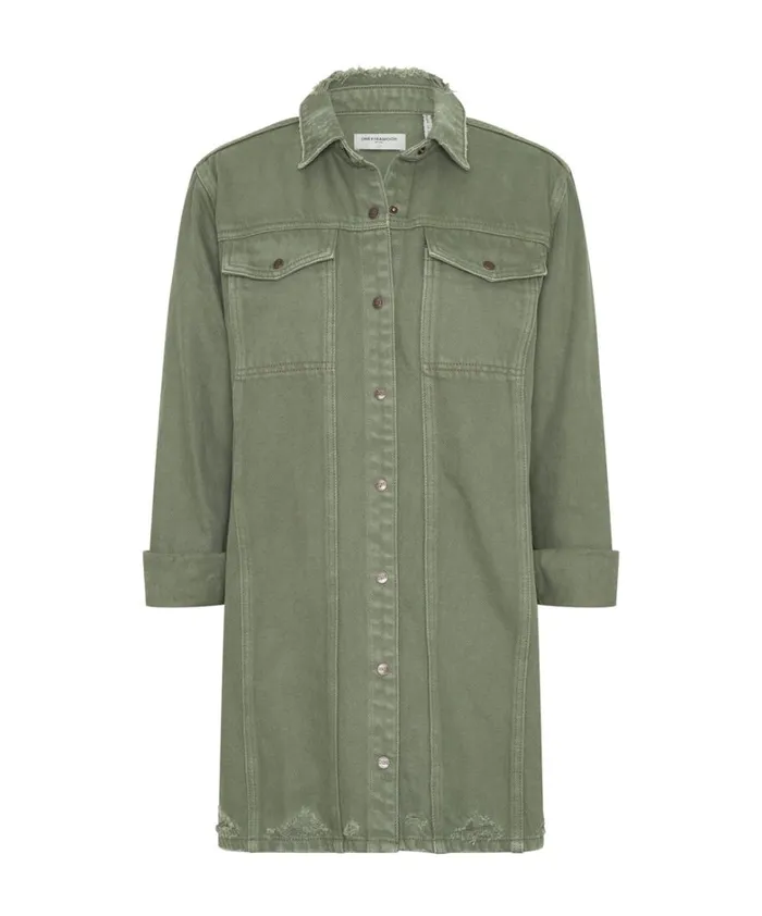 One Teaspoon Denim Dresses MILITARY KHAKI TRUCKER SHIRT DRESS 8211 Women
