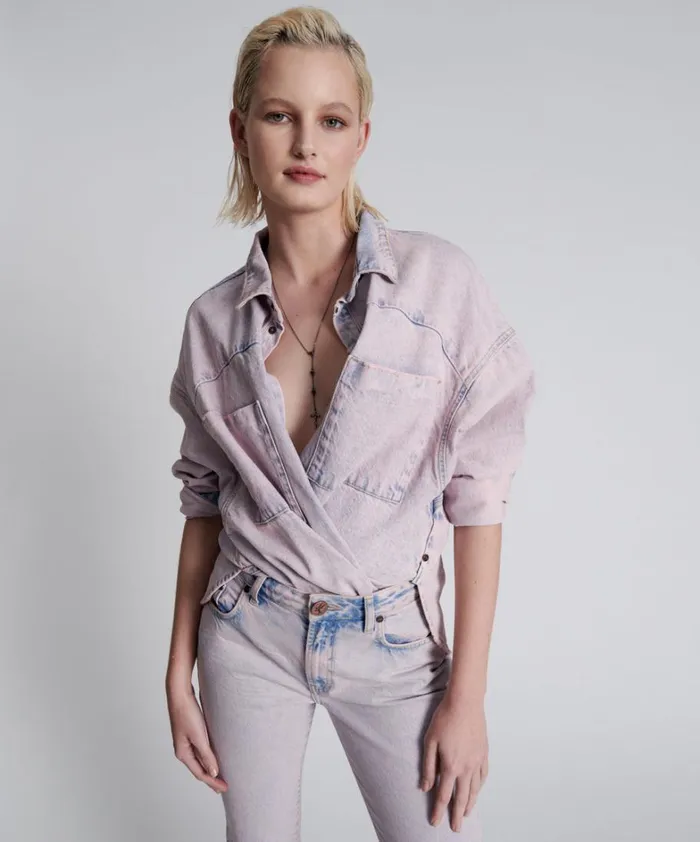 One Teaspoon Denim Tops PINK HAZE LONG SLEEVE DARIA SHACKET 8211 Women