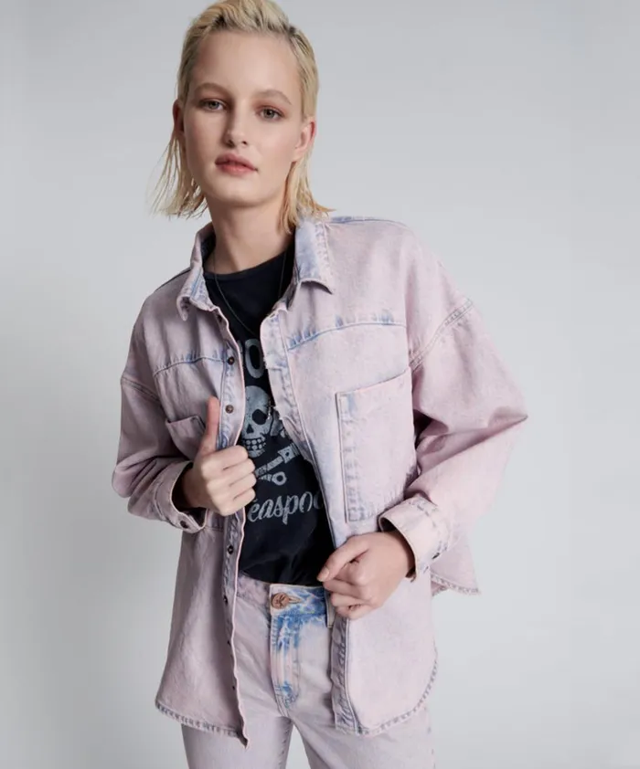 One Teaspoon Denim Tops PINK HAZE LONG SLEEVE DARIA SHACKET 8211 Women