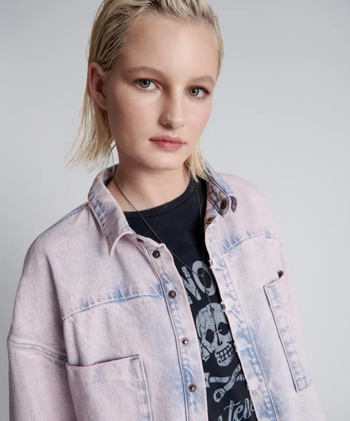 One Teaspoon Denim Tops PINK HAZE LONG SLEEVE DARIA SHACKET 8211 Women
