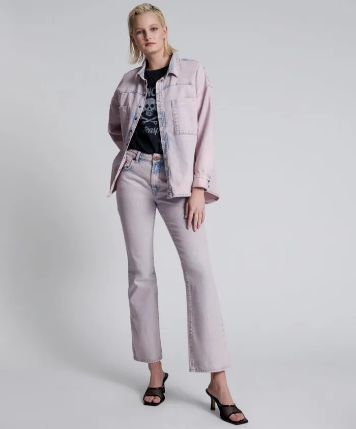 One Teaspoon Denim Tops PINK HAZE LONG SLEEVE DARIA SHACKET 8211 Women