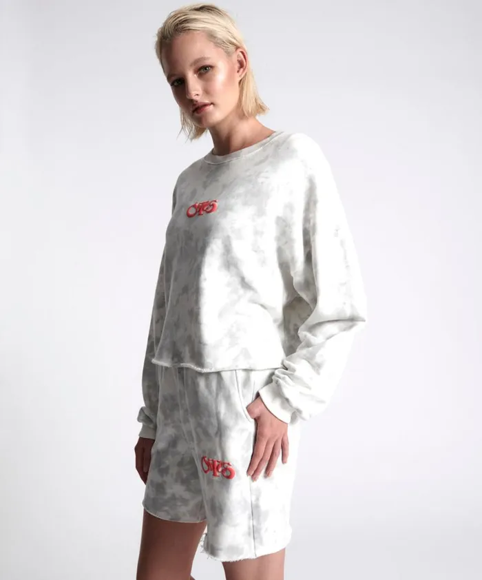 One Teaspoon Hoodies And Sweats OTS COMMUTER CROP SWEATER WHITE 8211 Women One Teaspoon Hoodies And Sweats OTS COMMUTER CROP SWEATER WHITE 8211 Women