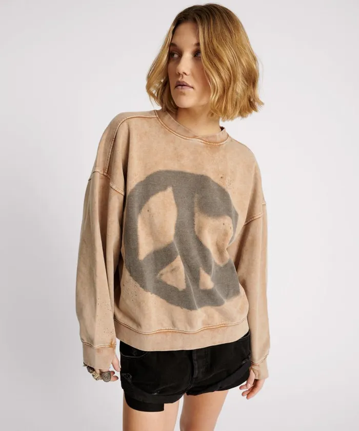 One Teaspoon Hoodies And Sweats PEACE RETRO SWEATER 8211 Women