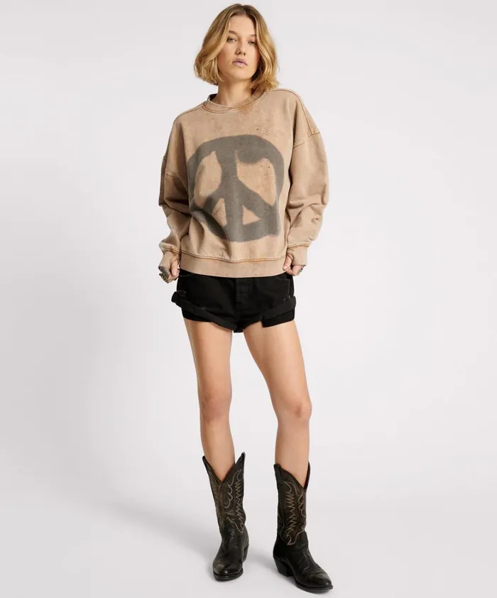 One Teaspoon Hoodies And Sweats PEACE RETRO SWEATER 8211 Women