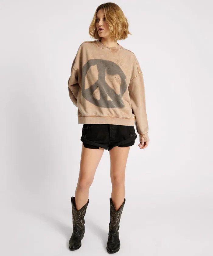 One Teaspoon Hoodies And Sweats PEACE RETRO SWEATER 8211 Women