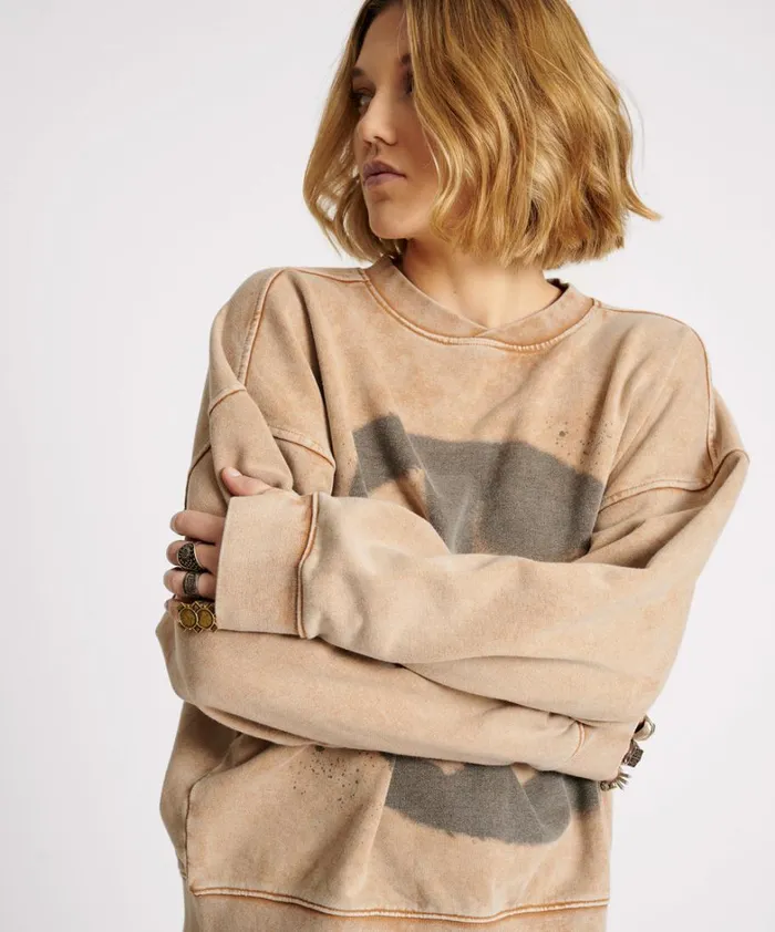 One Teaspoon Hoodies And Sweats PEACE RETRO SWEATER 8211 Women