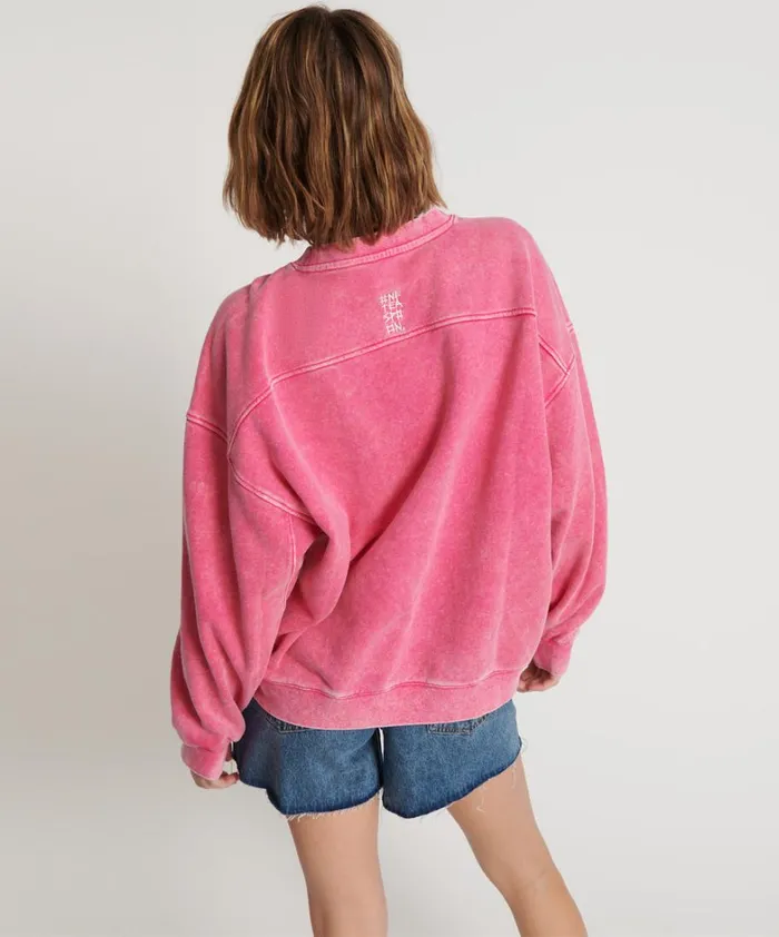 One Teaspoon Hoodies And Sweats PINK BOWER BIRD RETRO SWEATER 8211 Women