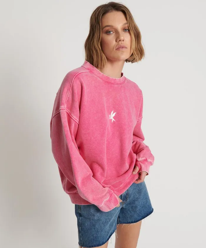 One Teaspoon Hoodies And Sweats PINK BOWER BIRD RETRO SWEATER 8211 Women