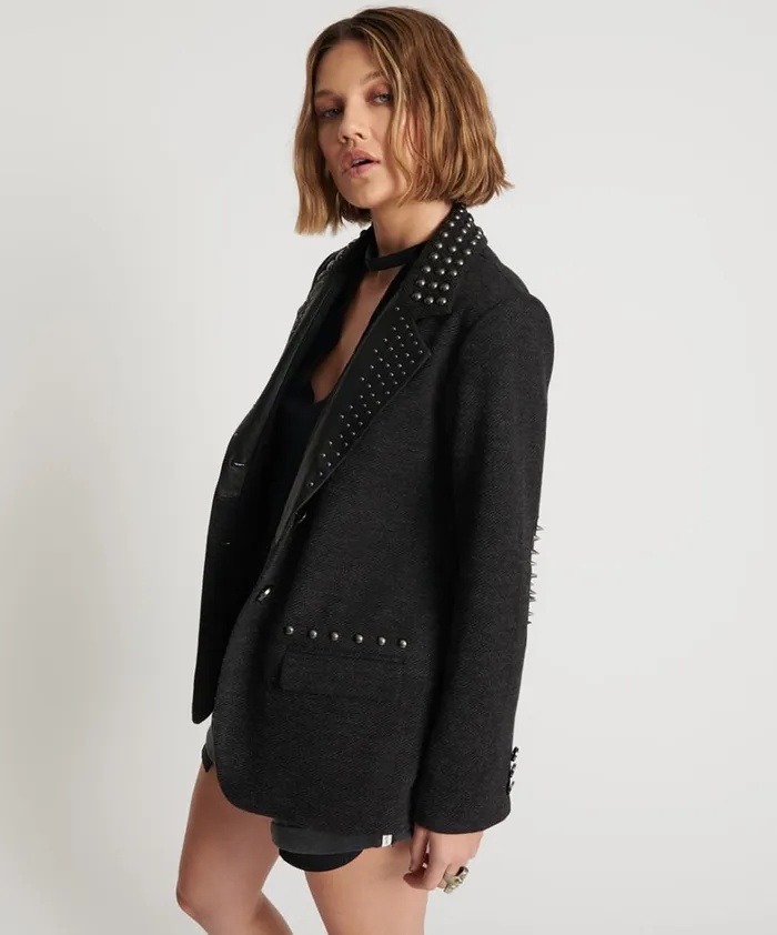 One Teaspoon Jackets CHARCOAL STUDDED BLAZER 8211 Women One Teaspoon Jackets CHARCOAL STUDDED BLAZER 8211 Women