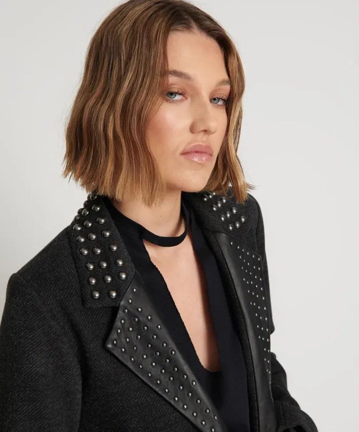 One Teaspoon Jackets CHARCOAL STUDDED BLAZER 8211 Women One Teaspoon Jackets CHARCOAL STUDDED BLAZER 8211 Women