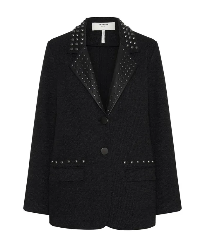 One Teaspoon Jackets CHARCOAL STUDDED BLAZER 8211 Women One Teaspoon Jackets CHARCOAL STUDDED BLAZER 8211 Women