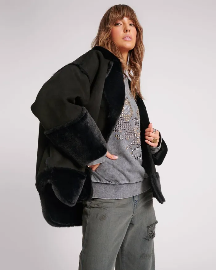 One Teaspoon Jackets FAUX SHEARLING AVIATOR COAT 8211 Women One Teaspoon Jackets FAUX SHEARLING AVIATOR COAT 8211 Women