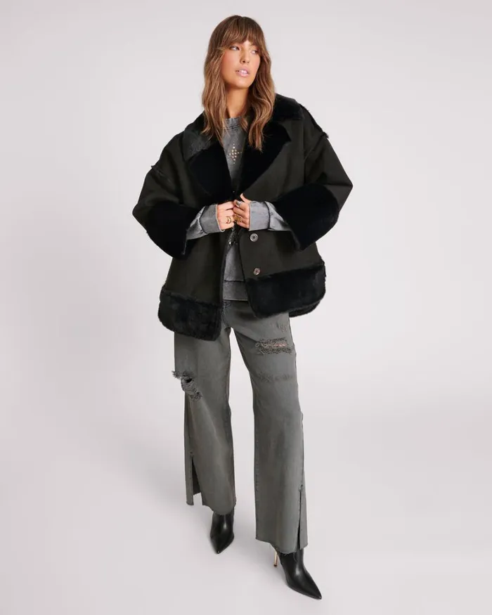 One Teaspoon Jackets FAUX SHEARLING AVIATOR COAT 8211 Women One Teaspoon Jackets FAUX SHEARLING AVIATOR COAT 8211 Women
