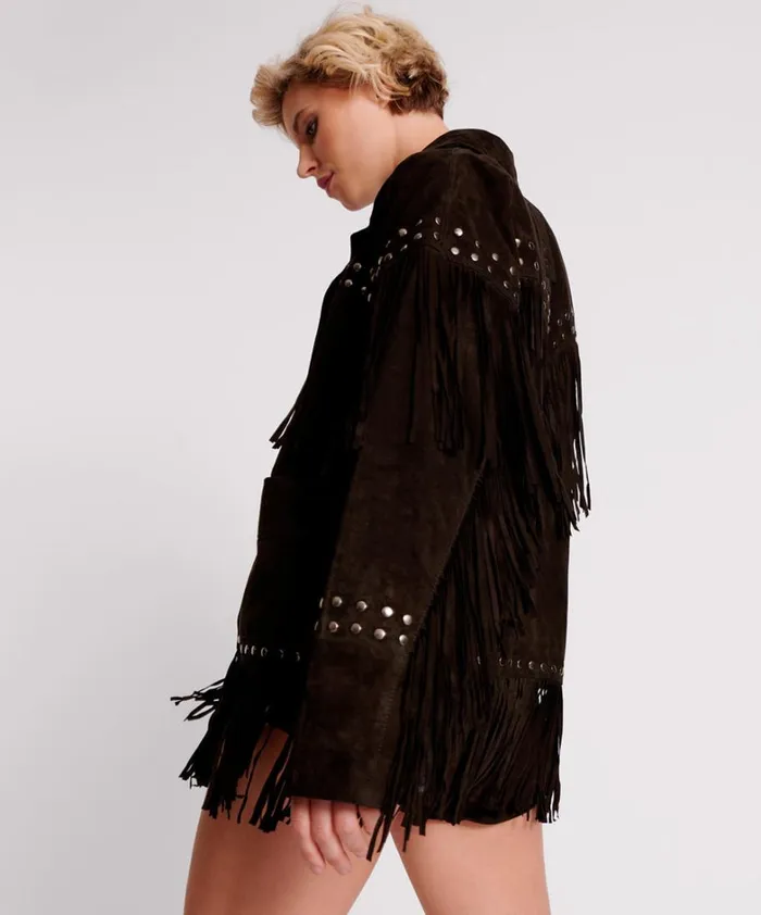 One Teaspoon Jackets GOTHIC RODEO FRINGED SUEDE STUDDED JACKET 8211 Women