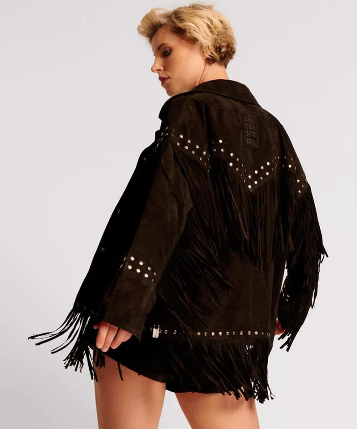 One Teaspoon Jackets GOTHIC RODEO FRINGED SUEDE STUDDED JACKET 8211 Women