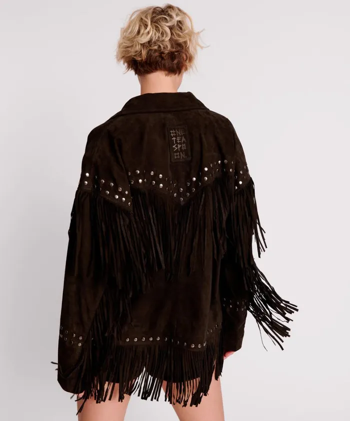 One Teaspoon Jackets GOTHIC RODEO FRINGED SUEDE STUDDED JACKET 8211 Women