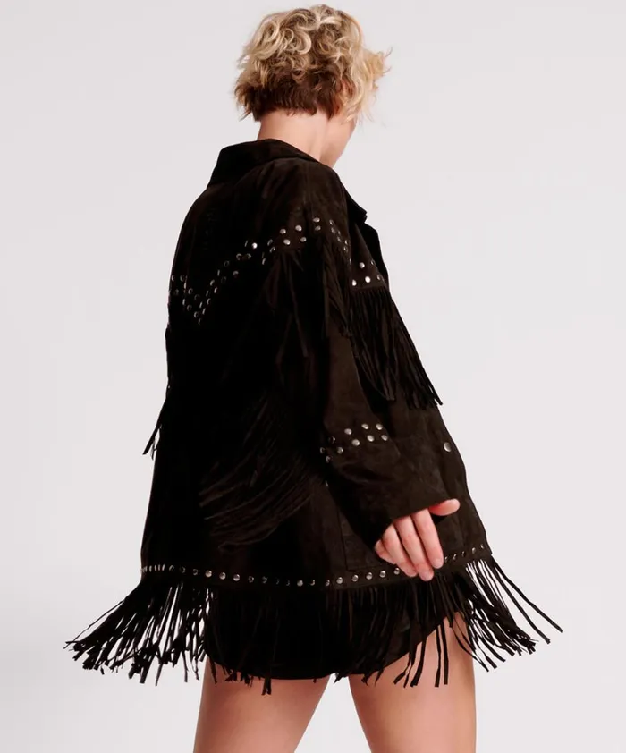 One Teaspoon Jackets GOTHIC RODEO FRINGED SUEDE STUDDED JACKET 8211 Women