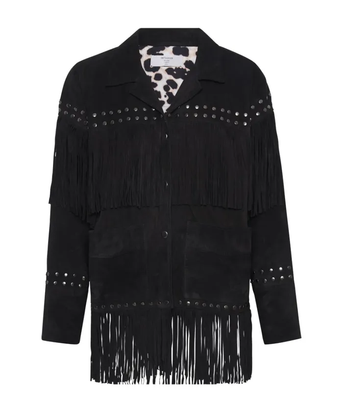 One Teaspoon Jackets GOTHIC RODEO FRINGED SUEDE STUDDED JACKET 8211 Women
