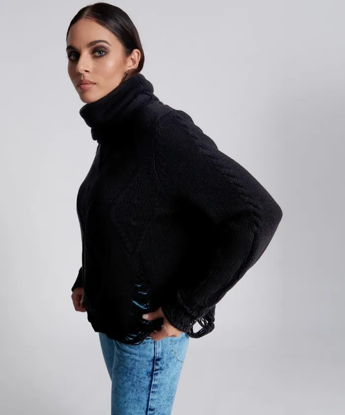 One Teaspoon Knitwear LADDERED ROLL NECK SWEATER 8211 Women One Teaspoon Knitwear LADDERED ROLL NECK SWEATER 8211 Women