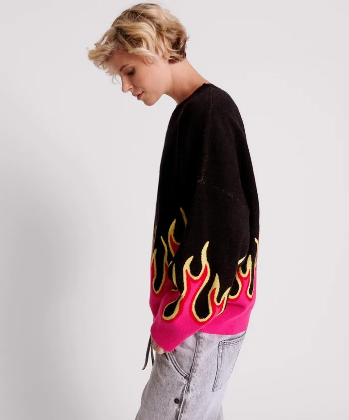 One Teaspoon Knitwear ON FIRE INTARSIA SWEATER 8211 Women One Teaspoon Knitwear ON FIRE INTARSIA SWEATER 8211 Women