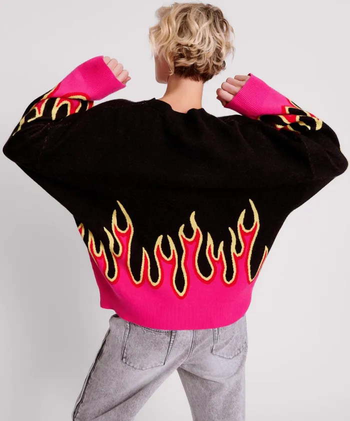 One Teaspoon Knitwear ON FIRE INTARSIA SWEATER 8211 Women One Teaspoon Knitwear ON FIRE INTARSIA SWEATER 8211 Women