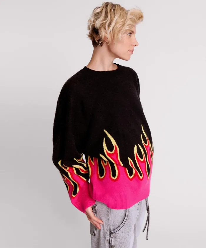 One Teaspoon Knitwear ON FIRE INTARSIA SWEATER 8211 Women One Teaspoon Knitwear ON FIRE INTARSIA SWEATER 8211 Women