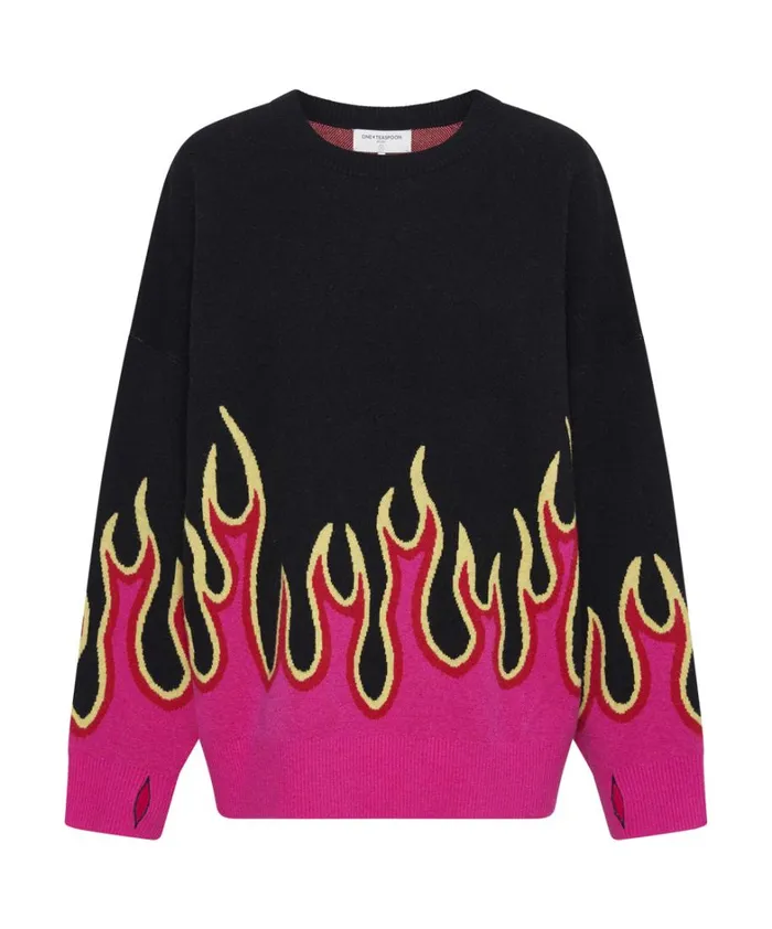 One Teaspoon Knitwear ON FIRE INTARSIA SWEATER 8211 Women One Teaspoon Knitwear ON FIRE INTARSIA SWEATER 8211 Women