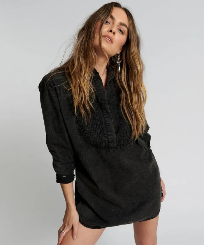 One Teaspoon Mini Dresses BLACKOUT TUXEDO SHIRT DRESS 8211 Women One Teaspoon Mini Dresses BLACKOUT TUXEDO SHIRT DRESS 8211 Women