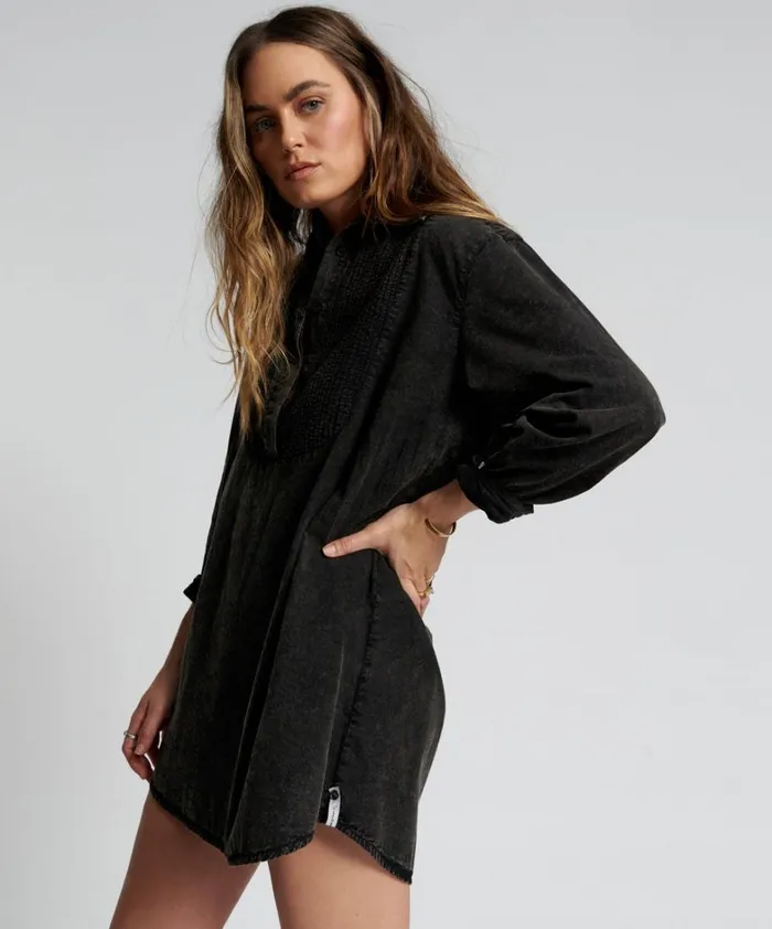 One Teaspoon Mini Dresses BLACKOUT TUXEDO SHIRT DRESS 8211 Women One Teaspoon Mini Dresses BLACKOUT TUXEDO SHIRT DRESS 8211 Women