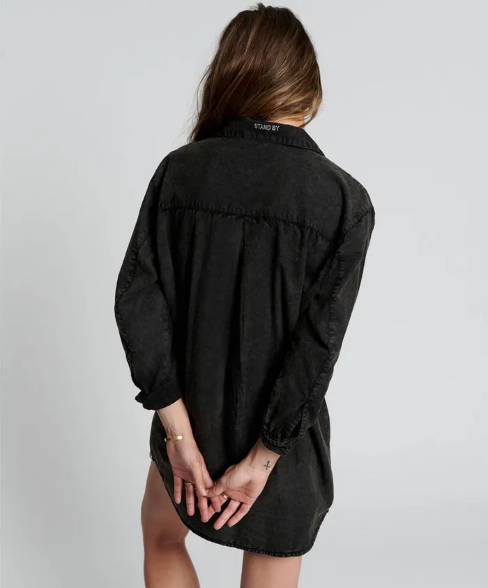 One Teaspoon Mini Dresses BLACKOUT TUXEDO SHIRT DRESS 8211 Women One Teaspoon Mini Dresses BLACKOUT TUXEDO SHIRT DRESS 8211 Women