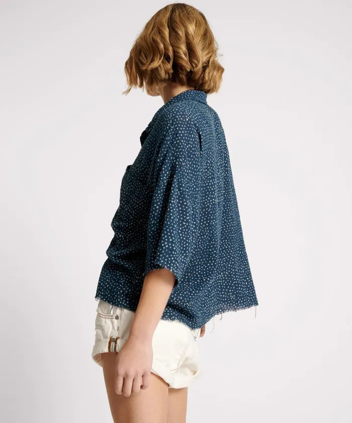 One Teaspoon Shirts BATIK SPOT HAND DYED MUSLIN CROPPED SHIRT 8211 Women One Teaspoon Shirts BATIK SPOT HAND DYED MUSLIN CROPPED SHIRT 8211 Women