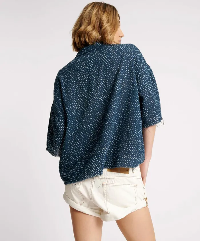 One Teaspoon Shirts BATIK SPOT HAND DYED MUSLIN CROPPED SHIRT 8211 Women One Teaspoon Shirts BATIK SPOT HAND DYED MUSLIN CROPPED SHIRT 8211 Women