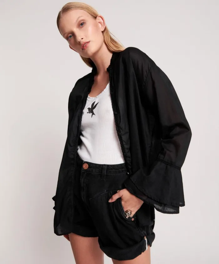 One Teaspoon Shirts BLACK VOILE FANTASIE SHIRT 8211 Women One Teaspoon Shirts BLACK VOILE FANTASIE SHIRT 8211 Women