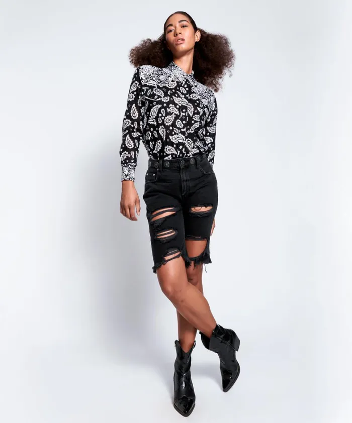 One Teaspoon Shirts HAND BATIK PAISLEY WESTERN SHIRT 8211 Women One Teaspoon Shirts HAND BATIK PAISLEY WESTERN SHIRT 8211 Women
