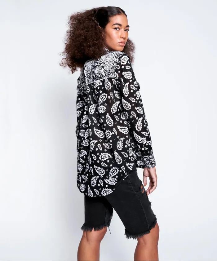 One Teaspoon Shirts HAND BATIK PAISLEY WESTERN SHIRT 8211 Women One Teaspoon Shirts HAND BATIK PAISLEY WESTERN SHIRT 8211 Women