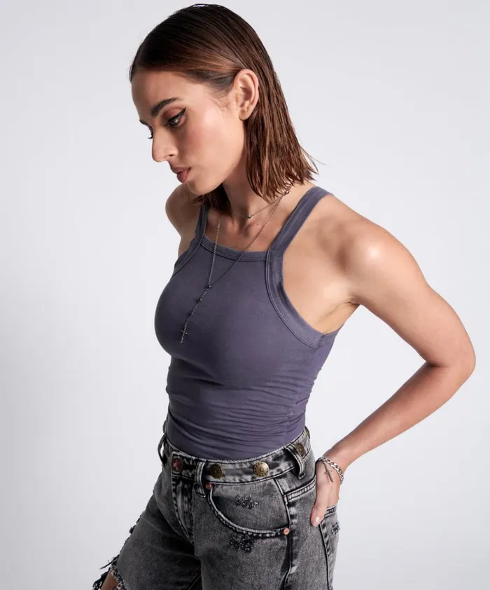 One Teaspoon Tees and Tanks BAMBOO LOGO LONGLINE RALLY TANK 8211 Women One Teaspoon Tees and Tanks BAMBOO LOGO LONGLINE RALLY TANK 8211 Women