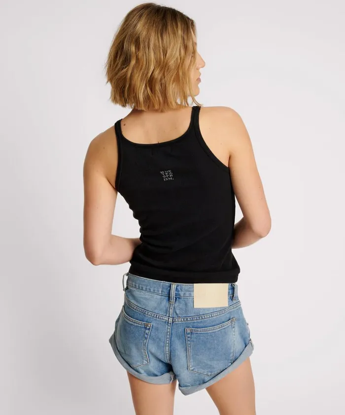 One Teaspoon Tees and Tanks LOVE RIB SINGLET BLACK 8211 Women