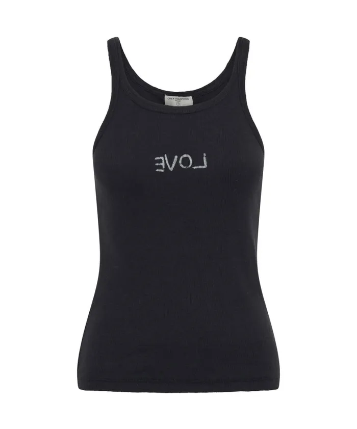 One Teaspoon Tees and Tanks LOVE RIB SINGLET BLACK 8211 Women