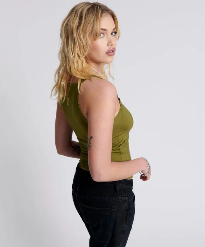 One Teaspoon Tees and Tanks MIAMI BAMBOO LOGO TANK KHAKI 8211 Women One Teaspoon Tees and Tanks MIAMI BAMBOO LOGO TANK KHAKI 8211 Women