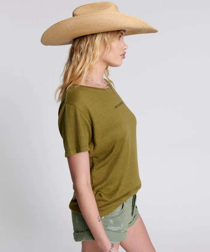 One Teaspoon Tees and Tanks ONE TEASPOON LINEN WIDE NECK TEE KHAKI 8211 Women One Teaspoon Tees and Tanks ONE TEASPOON LINEN WIDE NECK TEE KHAKI 8211 Women