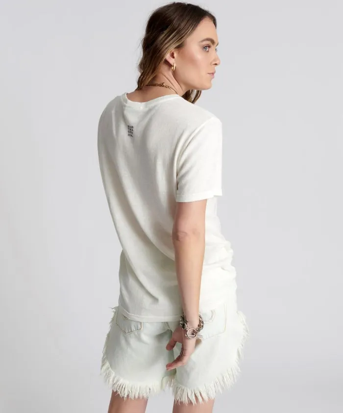 One Teaspoon Tees and Tanks ONE TEASPOON LINEN WIDE NECK TEE WHITE 8211 Women One Teaspoon Tees and Tanks ONE TEASPOON LINEN WIDE NECK TEE WHITE 8211 Women