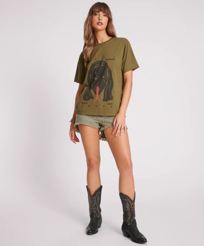 One Teaspoon Tees and Tanks ROLL LIKE THUNDER BOYFRIEND TEE 8211 Women
