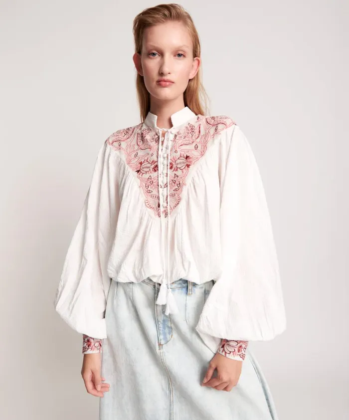 One Teaspoon Tops DESERT FLORAL EMBROIDERED GYPSY TOP 8211 Women