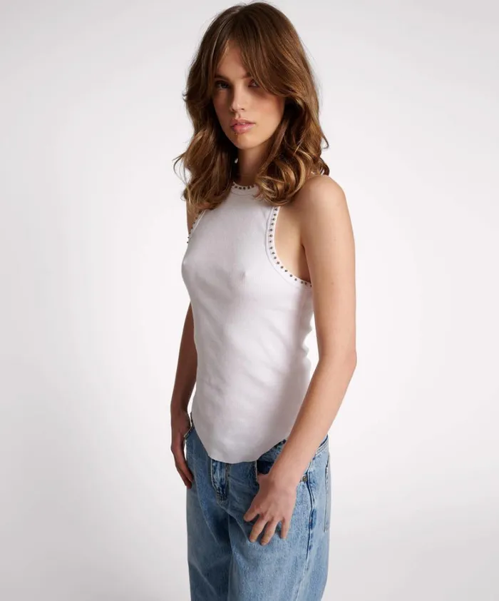 One Teaspoon Tops HAND BEADED RAMONE RIB TANK 8211 Women