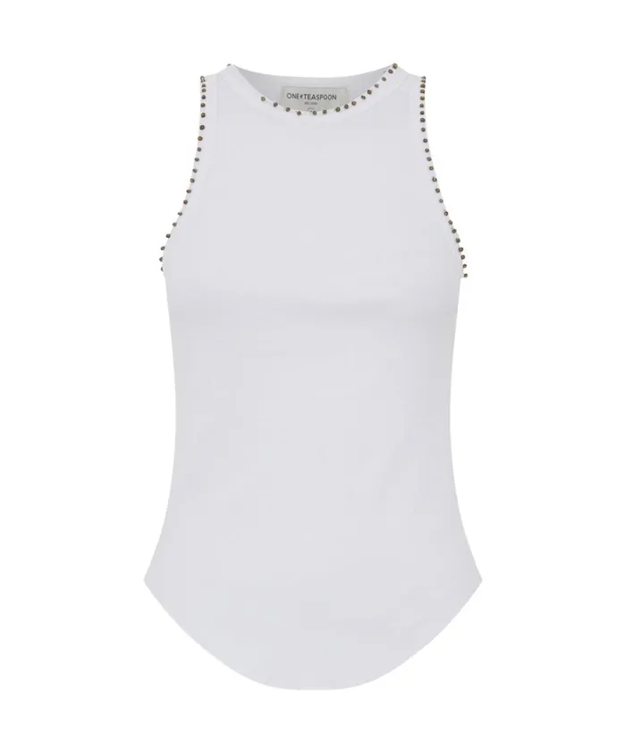 One Teaspoon Tops HAND BEADED RAMONE RIB TANK 8211 Women