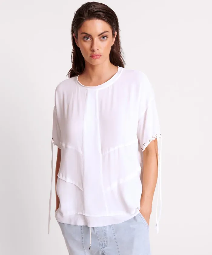 One Teaspoon Tops WHITE LACED CHARLESTON PANEL TEE 8211 Women