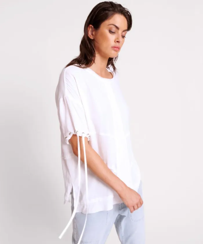 One Teaspoon Tops WHITE LACED CHARLESTON PANEL TEE 8211 Women One Teaspoon Tops WHITE LACED CHARLESTON PANEL TEE 8211 Women