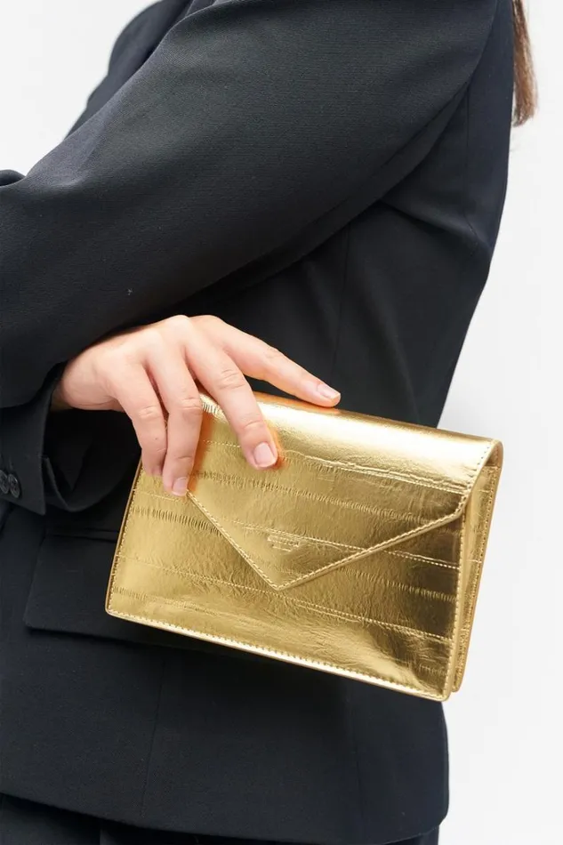 Oroton Clutches Women Mia Texture Clutch Gold Metallic