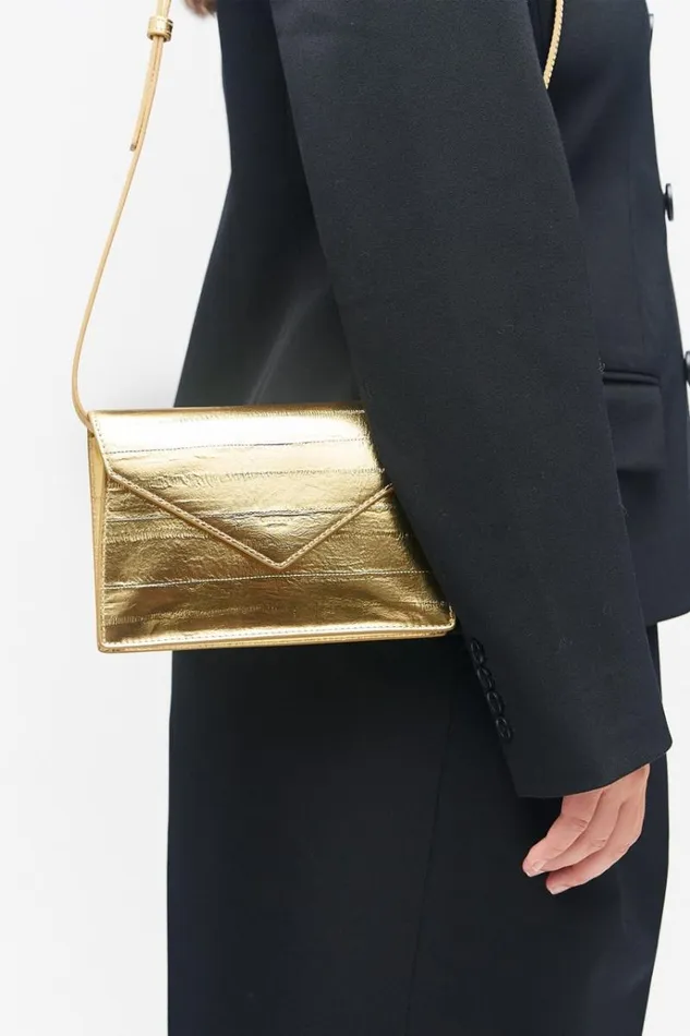Oroton Clutches Women Mia Texture Clutch Gold Metallic